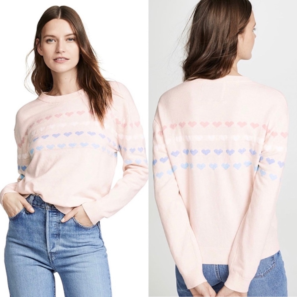 McGuire Denim Soft Pink Sweater with Blue Hearts
